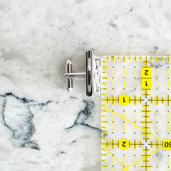 Golf Club Ball Cufflinks Men One Size Silver Tone Iridescent Rectangle Unbranded - Picture 3 of 6